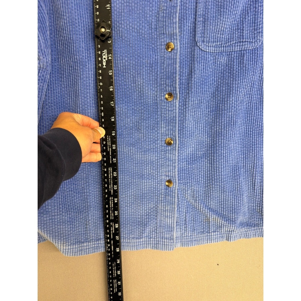 LL Bean Womens Corduroy Button Down Shirt M Blue Flannel Lined Long Sleeve 1351 - Picture 4 of 7